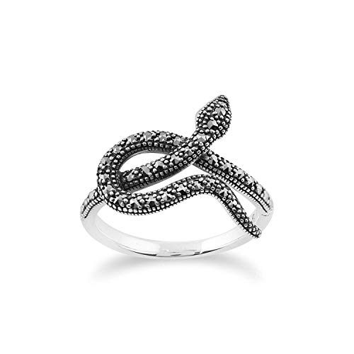 Gemondo Art Nouveau Anillo, Plata de Ley 925 0.42ct Marcasita Art Nouveau Diseño de Serpiente Anillo Gemondo Art Nouveau Anillo, Plata de Ley 925 0.42ct Marcasita Art Nouveau Diseño de Serpiente Anillo