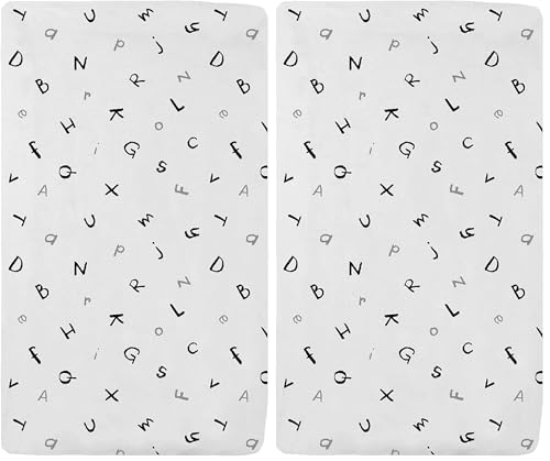 Image of American Baby Company 15 inch x 33 inch Fitted Bassinet Sheet, Printed 100% Natural Cotton Jersey Knit, Alphabet, Soft Breathable, for Boys and Girls (Pack of 2)