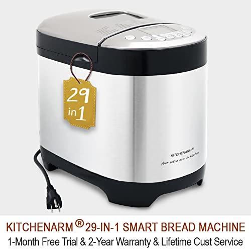Kitchenarm 29-In-1 Smart Bread Machine With Gluten Free Setting 2Lb 1.5Lb 1Lb Bread Maker Machine With Homemade Cycle - Stainless Steel Breadmaker With Recipes Whole Wheat Bread Making Machine #TOP7