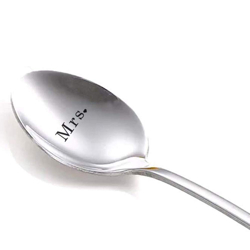 INNObeta Gravierte Eislöffel Aus Edelstahl, 2 Stück – Perfektes Hochzeitsgeschenk Für Paare | 19,1 Cm, Spülmaschinenfest