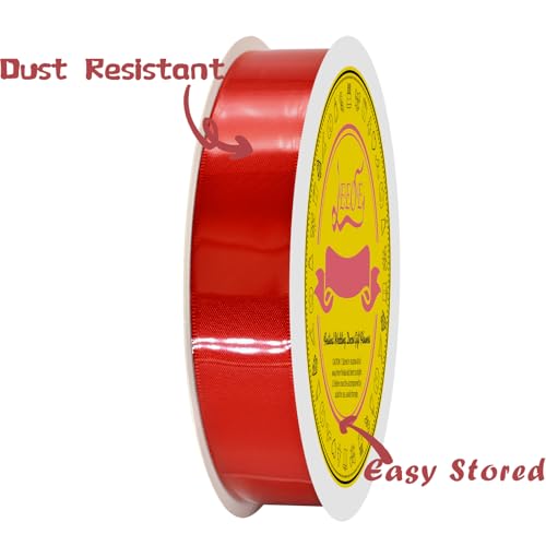 Image of Red Double Face Satin Ribbon 1 inch X 50 Yards Spool Bright Colors Very Suitable for Weddings Gift Package Wrapping Dancer Wand Sewing Party Hair Bow Invitation Decorations and More
