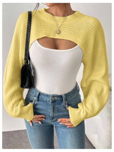 Image of GORGLITTER Women's Shrug Cropped Bolero Cardigan Long Sleeve Fall Sweaters 2026 Lightweight Dressy Knit Pullover Tops