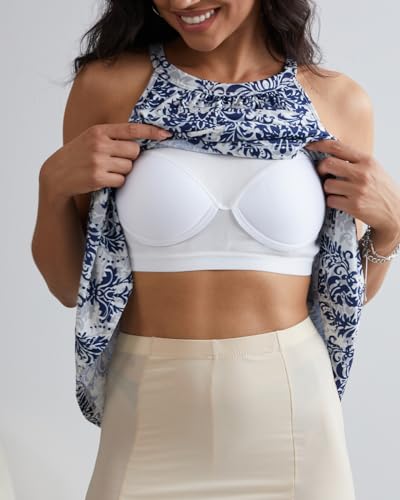 Image of ANYFITTING Summer Dress with Built in Bra Casual Beach Sundress Flowy Halter Mini Short Dresses for Women 2026