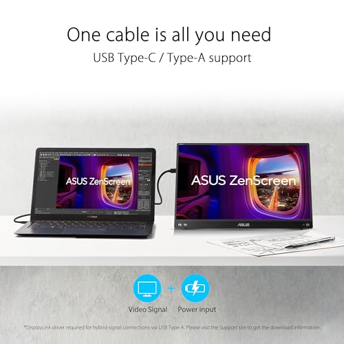 ASUS ZenScreen MB16ACV - 15,6 Zoll tragbarer USB Monitor - Full HD 1920x1080, Hybrid Typ-C, Autorotation, leichtes Design, Kickstand, Antibakteriell, Stativ Sockel - IPS Panel, 16:9, entspiegelt 2