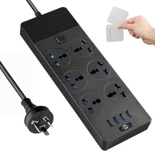 Australia Travel Adapter, Jumpso Australian Power Strip with 6 Universal Outlets 4 USB Charging Ports (1 USB C), Type I AU Plug Adapter for US to New Zealand China Argentina Fiji