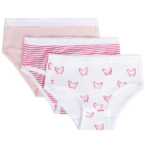Feathers Girls Butterfly Print Tagless Briefs Underwear Super Soft Panties 3 -Pack (Size 18) Pink