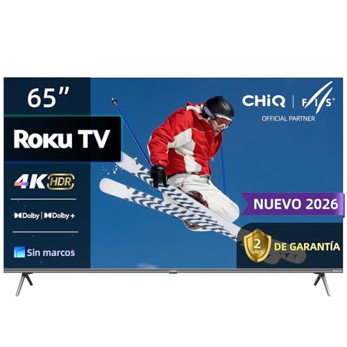 Catálogo de pantalla de 65 que puedes comprar esta semana. 44 CHiQ Television 65U712XR ROKU Pantalla 65 Pulgadas Smart TV 4K HDR con WiFi, Audio Dolby, Diseño Ultra Delgado Sin Marco Metálico, Compatible con Apple HomeKit