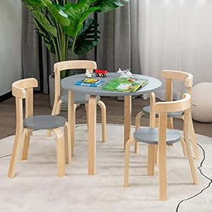 Honeyjoykidstableandchairsetbentwoodtoddlerroundtableand4chairsforcraftartbuildingblock5piecechildrenfurnituresetfordaycarekindergartenplayroomgray Urban Country Home Decor Honey joy kids table and chair set bentwood toddler round table and 4 chairs for craft art building block 5 piece children furniture set for daycare kindergarten playroom gray urban country home decor