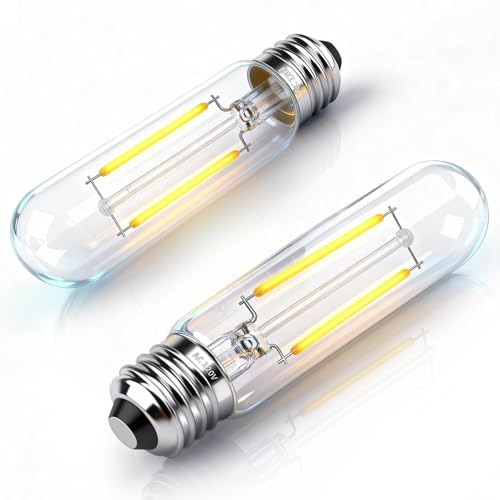 T10 LED Bulb Dimmable Tubular Light Bulb E26 4W Equal 40 Watt Long Edison Light Bulbs 2700K Warm White for Chandelier Industrial Wall Sconces Curio Cabinet Piano Light Desk Lamp 400LM 2 Pack