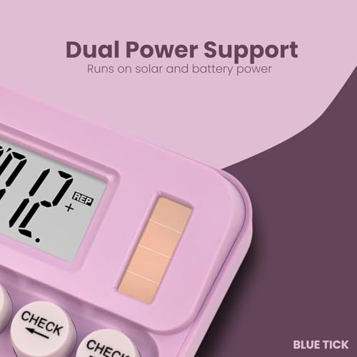 Image of Blue Tick CandyPop Calculator - Dual Power Solar & Battery with Retro Design & Large Candy Buttons (Blue)