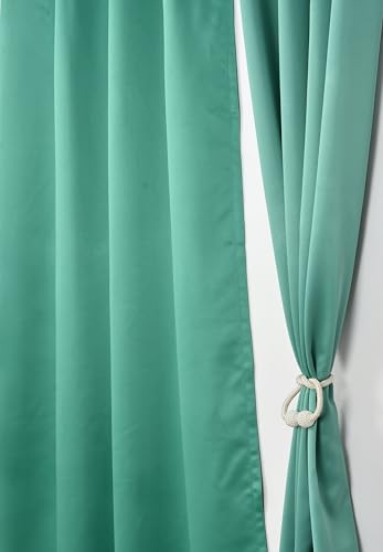 Image of LaVichitra 1 Piece Solid Premium Blackout Curtain - Thermal Insulated, 3 Layered, 100% Opaque Window - 4 feet, Aqua Blue