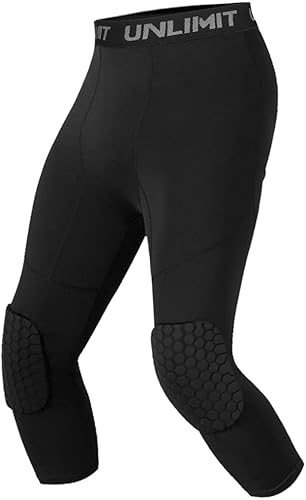Unlimit Para 4-16 años, pantalones de baloncesto juvenil con rodilleras, pantalones de compresión capri 34 para niños