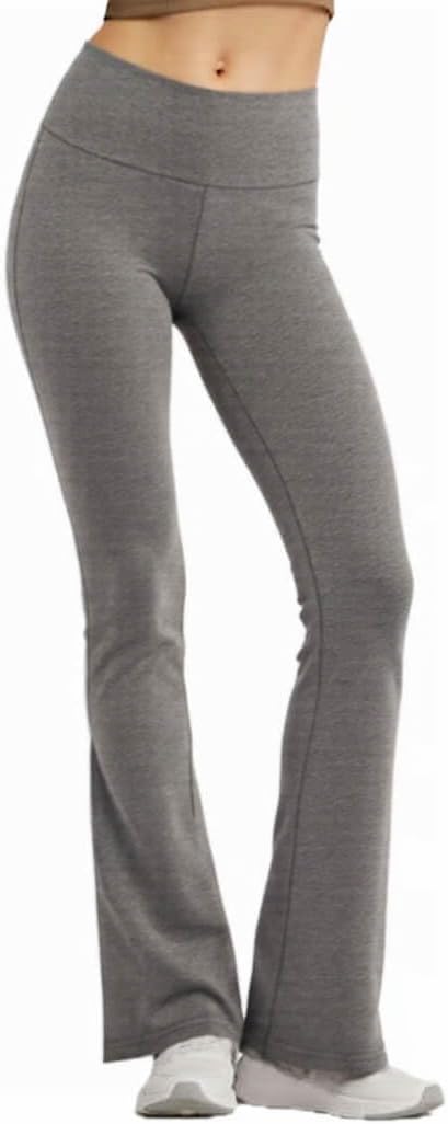 COUVER Women Cotton Bootcut Wide Waist-Band Workout Bootleg Yoga Pants