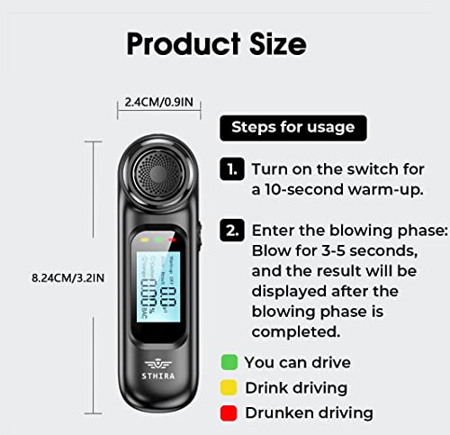 Image of STHIRA Alcohol Testing Machine Breathalyzer Rechargeable 0.00-0.19% BAC