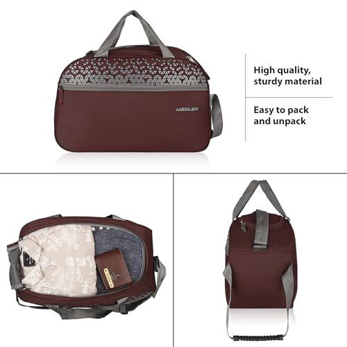 Image of M MEDLER Sentro Wheel Duffle Bag | Waterproof Strolley Duffle Bag | 2 Wheel Duffel Bag | Luggage Bag with Cabin Size & Adjustable Strap - (Brown)