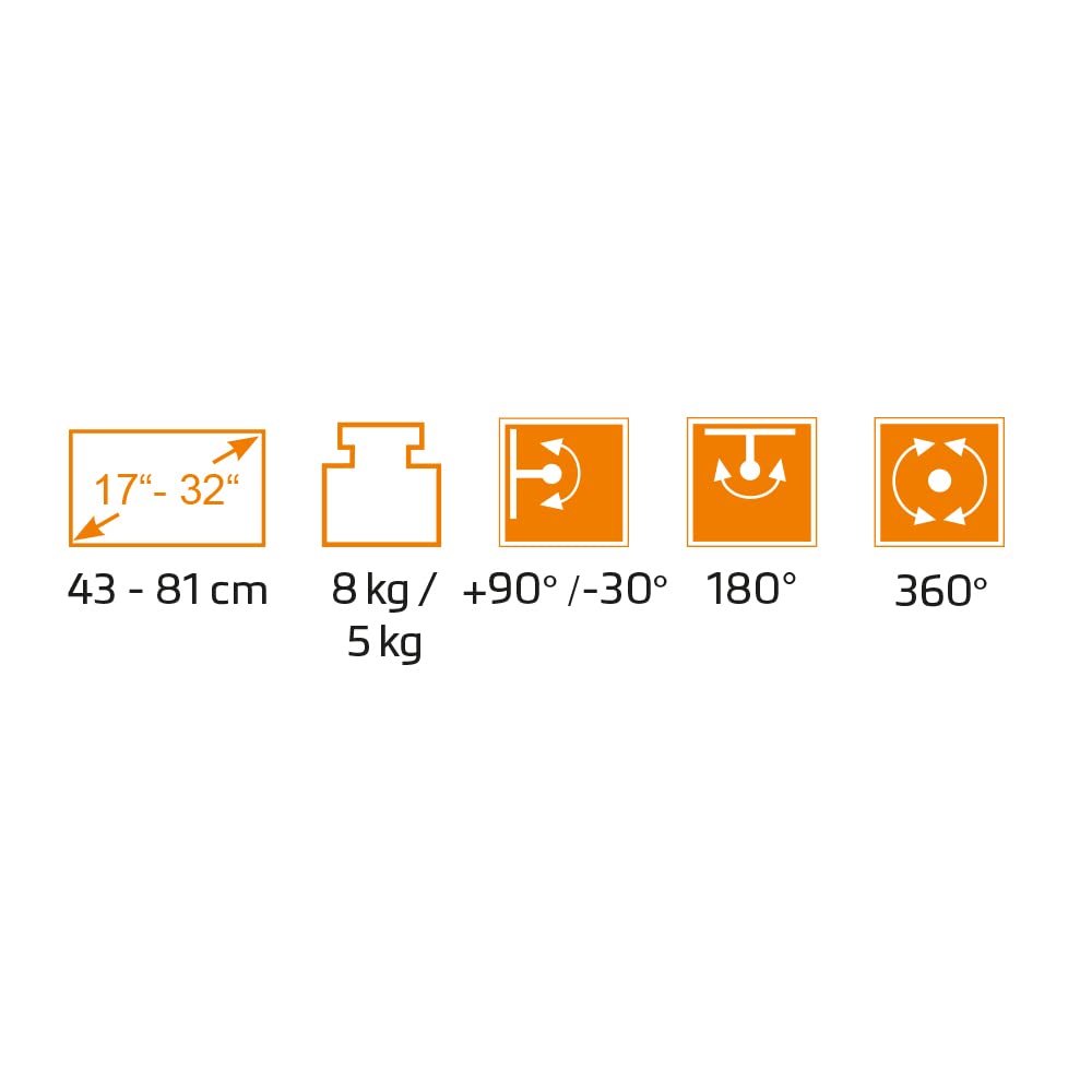 myWall HL52L - Supporto da tavolo per monitor da 43,2 cm (17) - 81,3 cm (32) Argento Regolazione altezza, girevole, per notebook