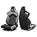 [Dark Knight Series] Black+Gray PVC Reclinable Sport Racing Seats Pair W/Slider Left/Right
