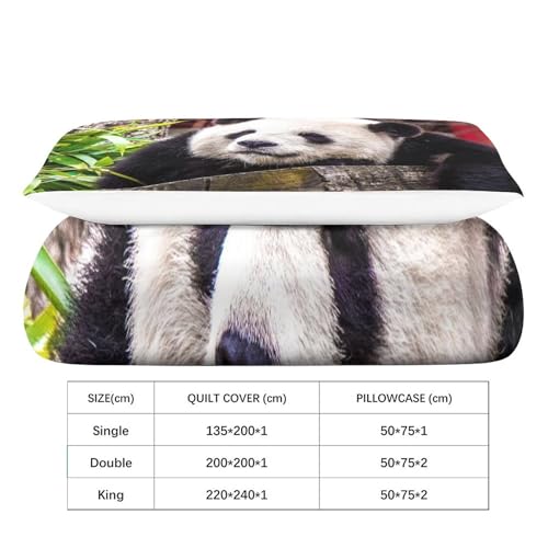 Housse de couette panda imprimé microfibre 3D parure de lit