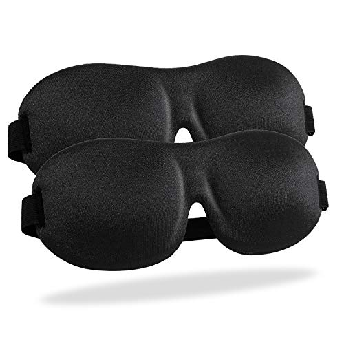Sleep Mask (2 Pack), Upgraded Deeper 3D Contoured Eye Mask for Sleeping, Travel