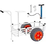 VEVOR Angelwagen Aluminium Transportwagen mit 2 PU-Rädern Transportkarre Angeln 1480x940x950mm Angelkarre 159kg Gewichtskapazität Angel Trolley Sackkarre Strandwagen Strandtrolley