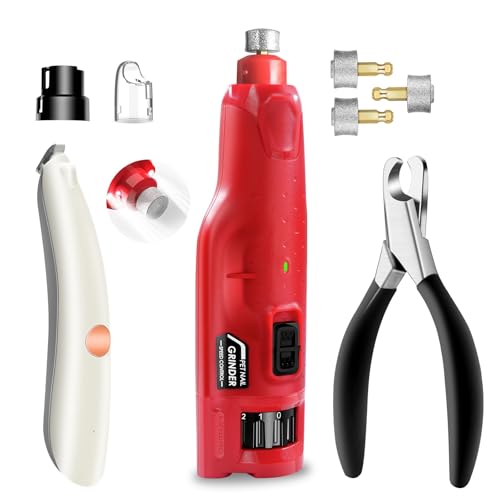 Image of Dog Grooming Kit Dog Nail Trimmers with 3 Grinding Wheels Dog Nail Grinder /Clippers /Trimmers Super Quiet Rechargeable 6-speed Cat Nail Clipper for Large Medium Dogs Cats Small Animal Nail Care