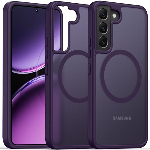 Image of Oterkin Magnetic for Samsung Galaxy A17 /A16 Case Matte, A17 / A16 Phone Case Compatible with MagSafe Frosted Translucent Shockproof Anti-Scratch Slim Fit Case Military Grade Protection (Dark Purple)
