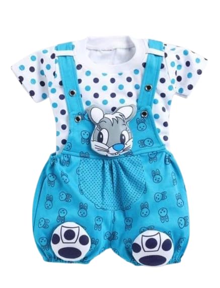 Kid Boys Girls Printed Cotton Blend Short Sleeves Top & Bottom Dungaree Clothing Set-picture-29