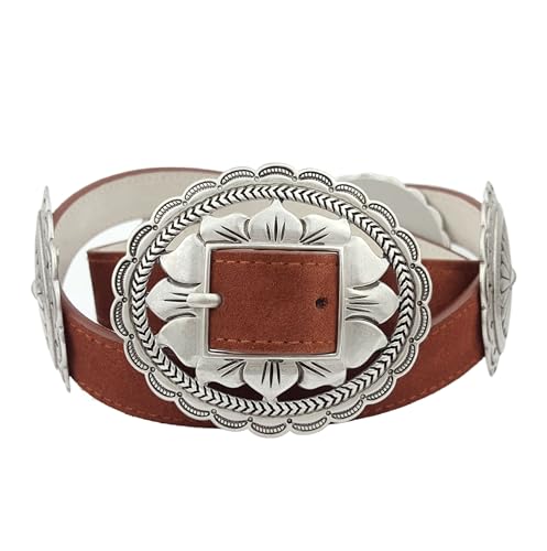 Western Concho Belt in Real Cow Suede