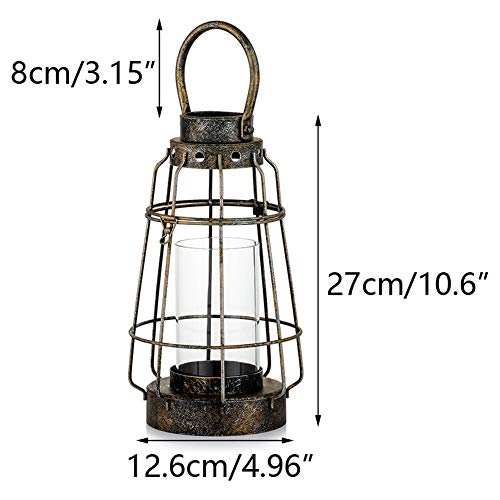 Nuptio Vintage Candle Lanterns Decorative With Handle Rustic Portable Pillar Candle Holder With Glass Wrought Iron Farmhouse Lantern For Wedding Party Centerpiece Garden Decor Indoor Outdoor Use #TOP5