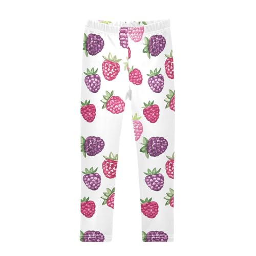 Watercolor Berry Raspberry Kids Baby Girls Cotton Pants Stretchy Full Length Dance Pants Running