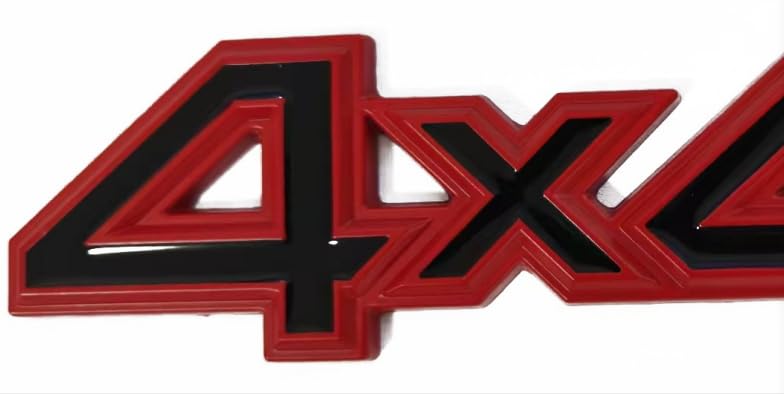 Image of 2 pc 4X4 Emblem 3D Badge Metal Sticker Tailgate Decals Car Side Fender Rear Trunk Emblem Fit for Universal Car Truck SUV Pickup 4Wd (4x4 Red-Black)