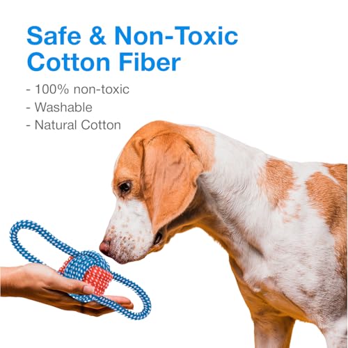 Image of Cotton Rope for Dogs and Pets |Knotted Woven Pet Dog Toy Eco-Friendly Cotton Rope Toys Medium /Small Dogs Toy |Chewing and Playing Teeth Cleaning and Training for Dogs and Puppies (Blue)