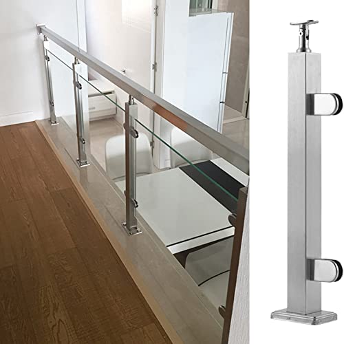 Poste de barandilla de cristal ajustable plateado de 115 cm con conector de suelo 2