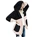 Zilosconcy Damen Lang Teddymantel Plüschjacke Leopard Print Plüschmantel mit Reißverschluss Kapuze Sweatshirtmantel Winter Warm Kunstpelzjacke Wintermantel