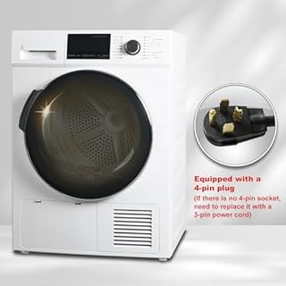 SMETA Electric Clothes Dryer Machine, 4.4 Cu.Ft Compact Heat Pump Ventless Drying Machine 800W, Stackable 10KG Large Capacity Dryer For Home Apartment RV Laundry