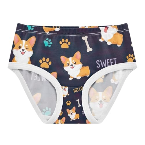 Girls' Underwear, Cute Cartoon Dogs Bones Toddler Girl Briefs, Girls' Cotton Brief Underwear, 2T–8 Years