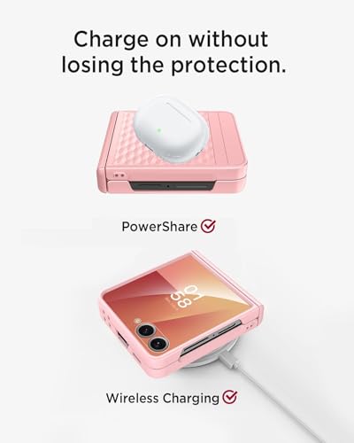 Image of Kapa Geometric Hinge Protection Back Cover for Samsung Galaxy Z Flip7 / Flip 7 | with [Inbuilt Glass] Full Body Shockproof Hard Back Case (Pink)