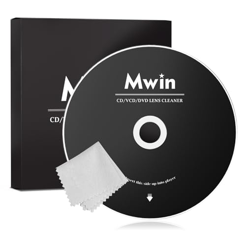 Mwin Disque de Nettoyage pour Lecteur CD, Kit de Nettoyage de Lentille pour Lecteurs CD/VCD/DVD Maison et Auto