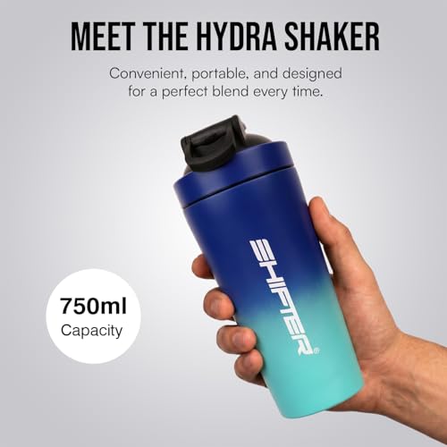 Image of Shifter Stainless Steel Gym Shaker Bottle 750ml | Protein Shaker with Mixer Ball | Leakproof Metal Blender Bottle| Gym, Fitness, Workout, Sports Water Bottle for Men & Women (BLUE MULTICOLOR)