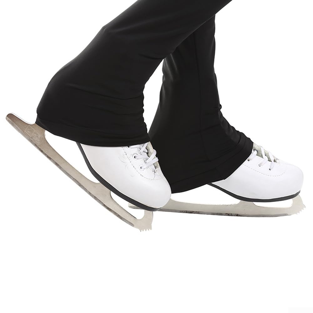 Pantaloni da allenamento da donna per pattinaggio artistico con strass, leggings impermeabili traspiranti per pratica e competizione, collant da ginnastica ad alta elasticità, colore nero