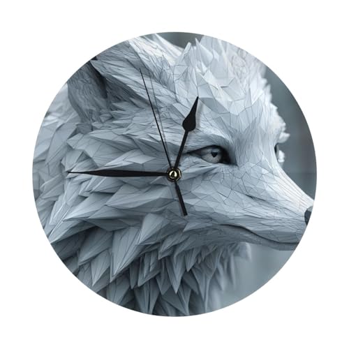 Frozen Fox - Reloj de pared decorativo para el hogar, 25,4 cm, silencioso, funciona con pilas, para dormitorio, cocina, sala de estar, oficina