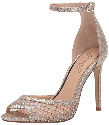 Jewel Badgley Mischka Women's Nakisha Heeled Sandal, Gold Glitter, 7 Medium US