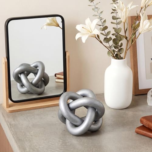 Image of Yalikop 3 Link Wood Knot Decor Rustic Home Decor Accents Hand Carved Coffee Table Decoration, Boho Chain Link Decoration, Modern Shelf, Rustic Objects for Home Living Room Bedroom (Silver)