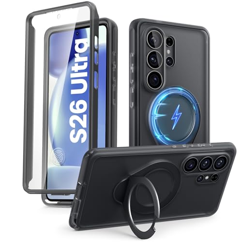 Coque Samsung S26 Ultra MagSafe à support anneau et film écran antichoc intégral