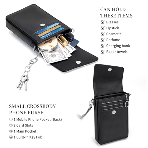 nuoku Small Crossbody Wallet Purse for Women with Phone Pocket, Small Crossbody Phone Bag with 2 Straps4