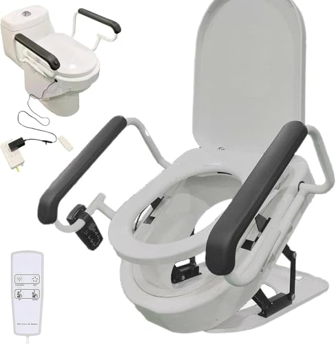 Elevador eléctrico de asiento de inodoro, máquina de transferencia para pacientes con asiento dividido 180° y diseño de doble reposabrazos, función de calefacción en el asiento