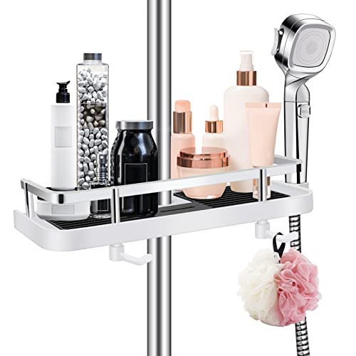 Alftek Estante de almacenamiento para barra de ducha, soporte para bandeja hueca sin perforaciones, soportes de ducha sin perforación, almacenamiento para champú de jabón Cover