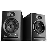 Ortizan Dual-Mode 2.0 Studio Monitors, Active Monitor Speakers Bluetooth 5.3 Wireless Computer PC, 80W Power Bookshelf Speakers, Wooden Enclosure for Recording Multimedia, Gaming, Music Production