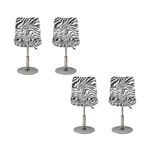 Image of Bar Chair Stool Cover,Zebra-Stripe 4 Pack Stretch Chair Slipcover for Counter Height Bar Stool Anti-Scratches Chair Covers