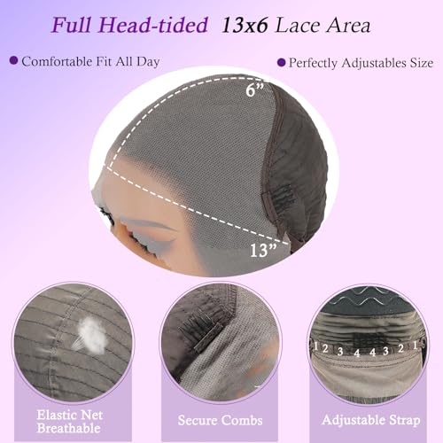 Barbique 26 Inch Highlight Synthetic Lace Front Wig for Black Women, 13x6 HDLace Pre Plucked with Baby Hair, Long Wavy Heat Resistant Hair, Natural LookGlueless Wig Suitable for Daily Party Wear — view 5
